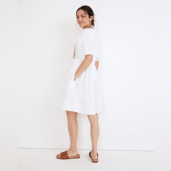 Madewell Embroidered Poplin V Neck Mini Dress NF854 - Picture 2 of 11
